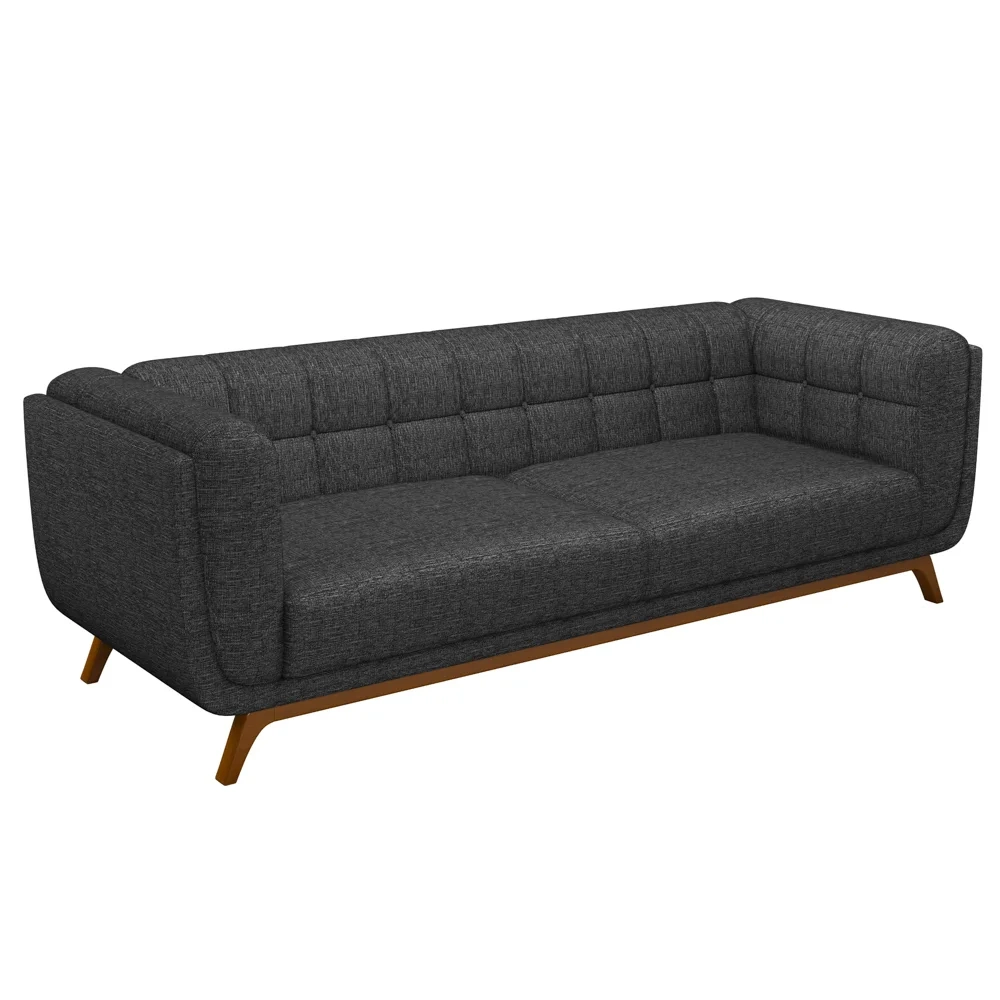 Sofá Living Decorativo 3 Lugares 240cm Bellart Z32 Linho Chumbo - Mpozenato