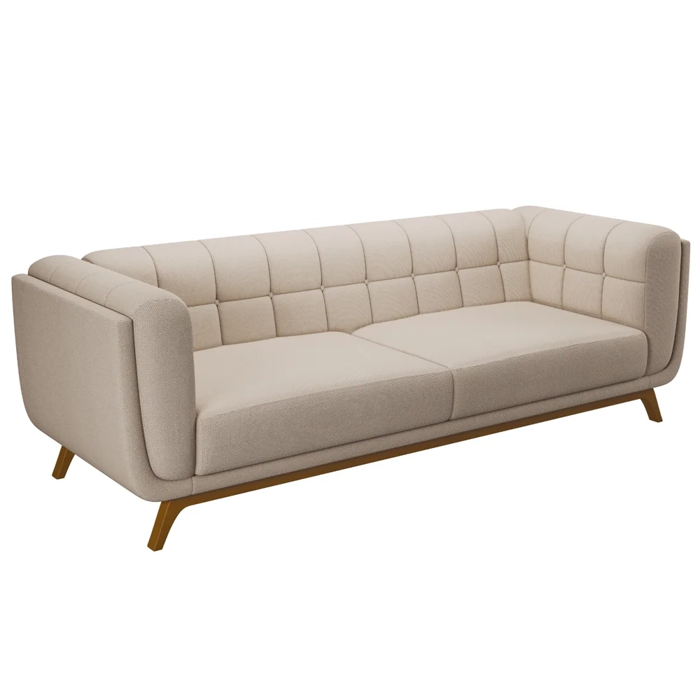 Sofá Living Decorativo 3 Lugares 240cm Bellart Z32 Linho Cru - Mpozenato