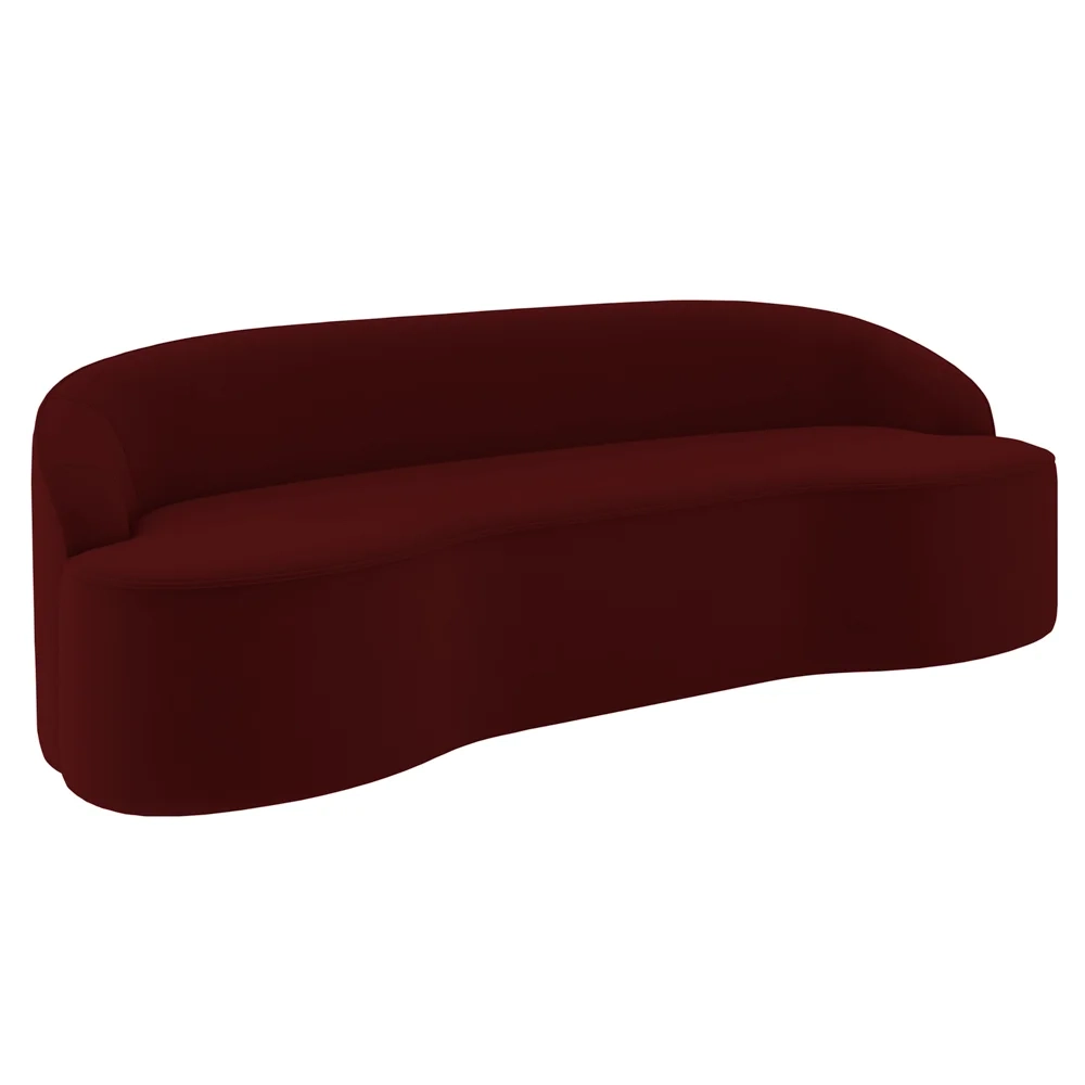 Sofá 5 Lugares para Sala de Estar Living 280cm Theo D06 Veludo Bordô - Mpozenato