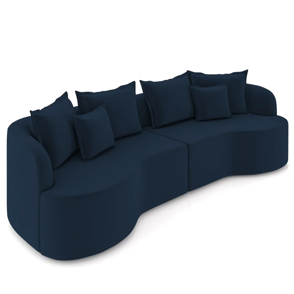 Sofá 4 Lugares 290cm Orgânico Quito Z08 Veludo Azul Marinho - Mpozenato