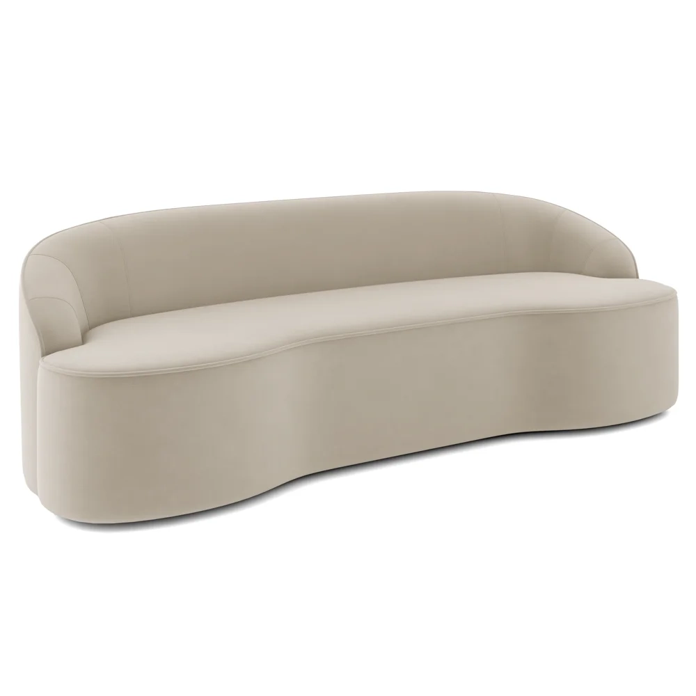 Sofá 5 Lugares para Sala de Estar Living 280cm Theo D06 Veludo Creme - Mpozenato