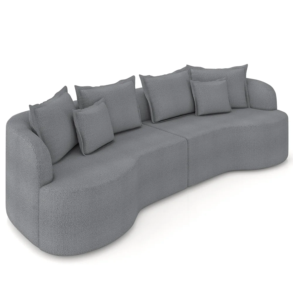 Sofá 4 Lugares 290cm Orgânico Quito Z08 Boucle Grafite - Mpozenato