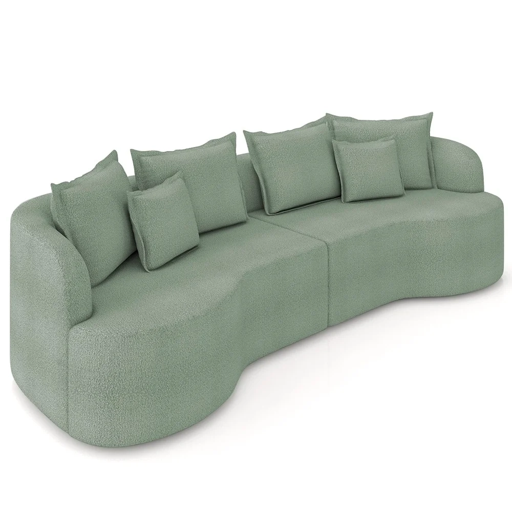 Sofá 4 Lugares 290cm Orgânico Quito Z08 Boucle Verde - Mpozenato