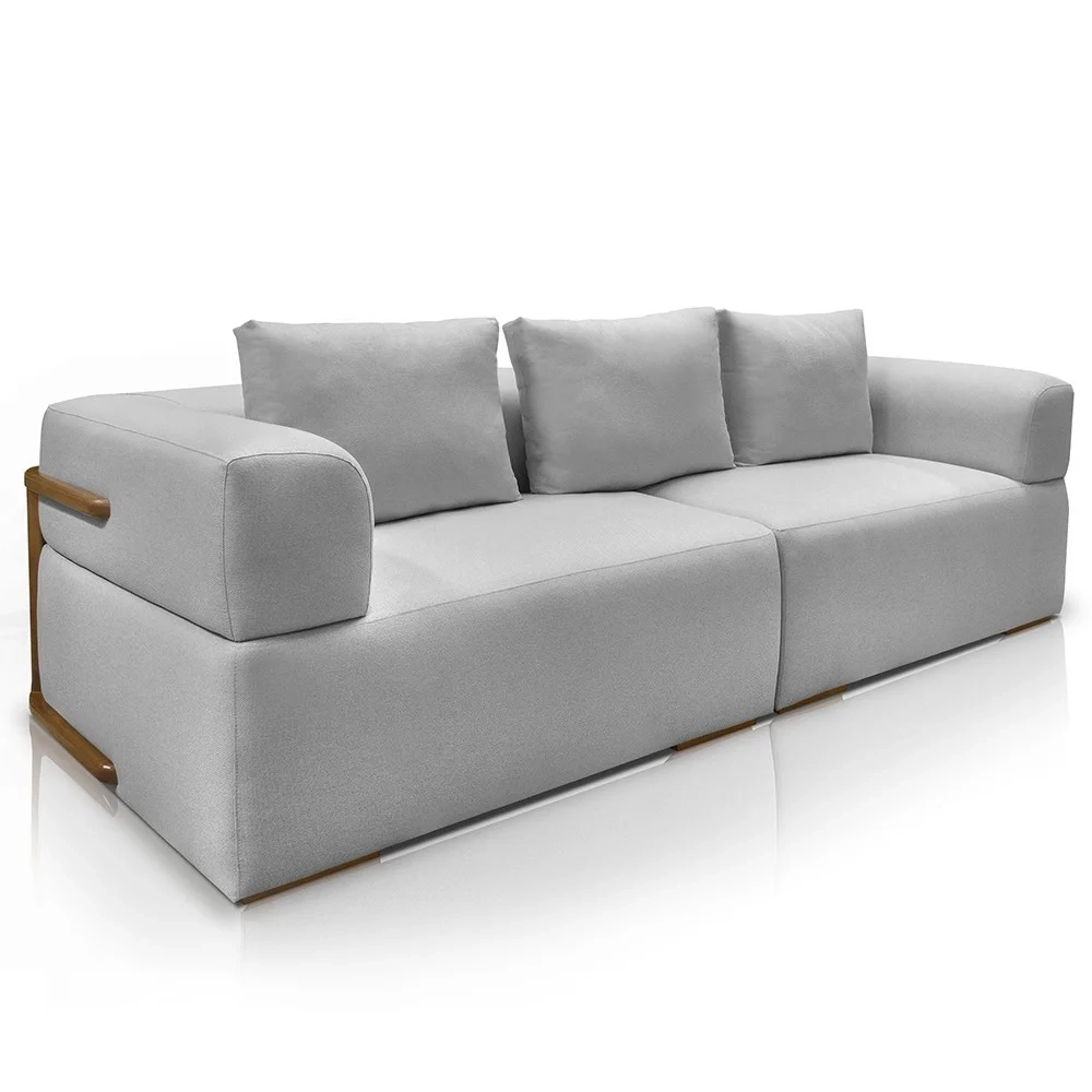 Sofá 4 Lugares Sala de Estar 260cm Willy S06 Linho Grigio - Mpozenato