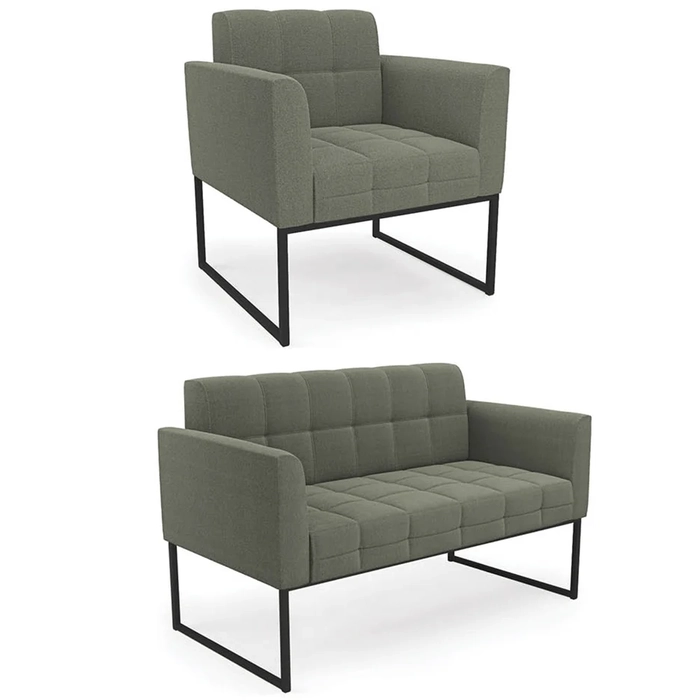 Namoradeira e Poltrona Industrial Preto Ana Boucle Menta - Ibiza