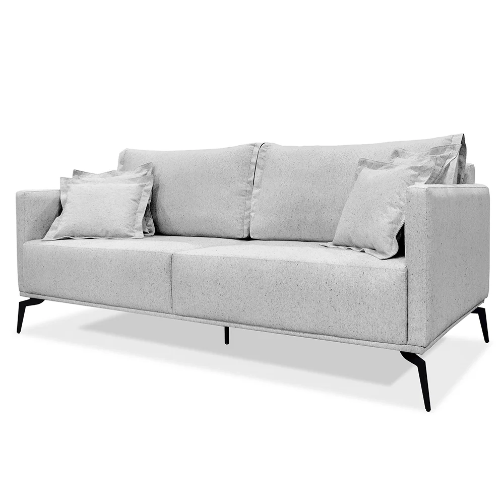 Sofá 3 Lugares 220cm Pés de Metal Vecchia S06 Linho Grigio - Mpozenato