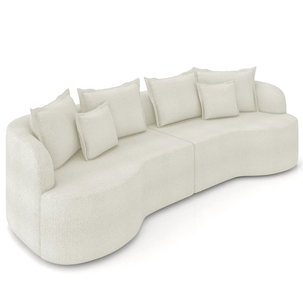 Sofá 3 Lugares 210cm Orgânico Quito Z08 Boucle Areia - Mpozenato