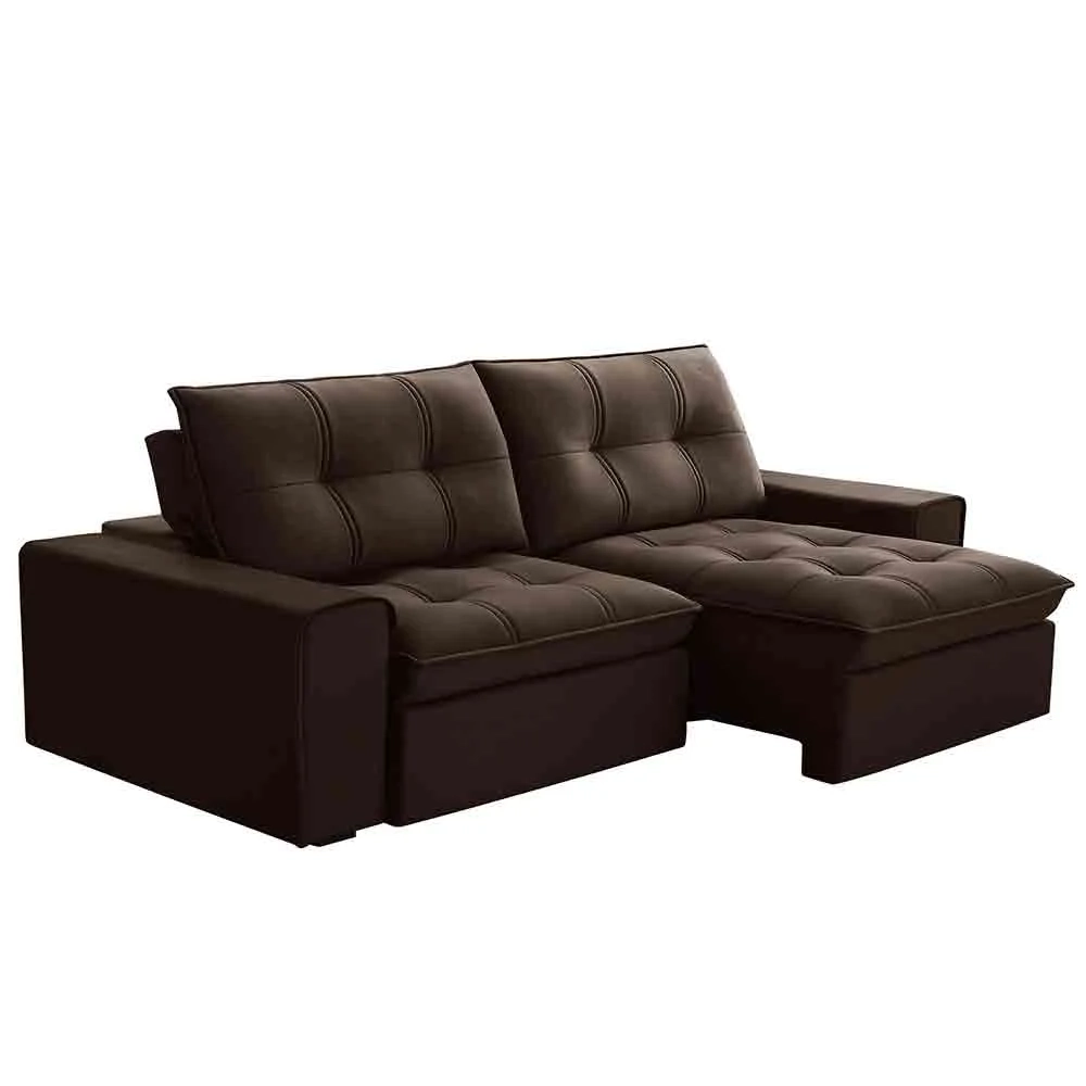 Sofá Retrátil Reclinável 3 Lugares 230cm Argon F05 Veludo Marrom - Mpozenato