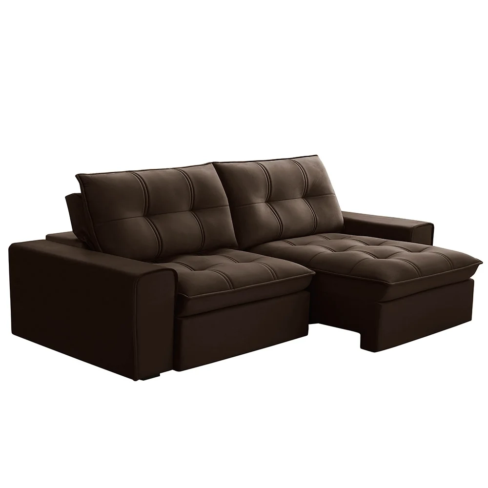 Sofá Retrátil Reclinável 3 Lugares 210cm Argon F05 Veludo Marrom - Mpozenato