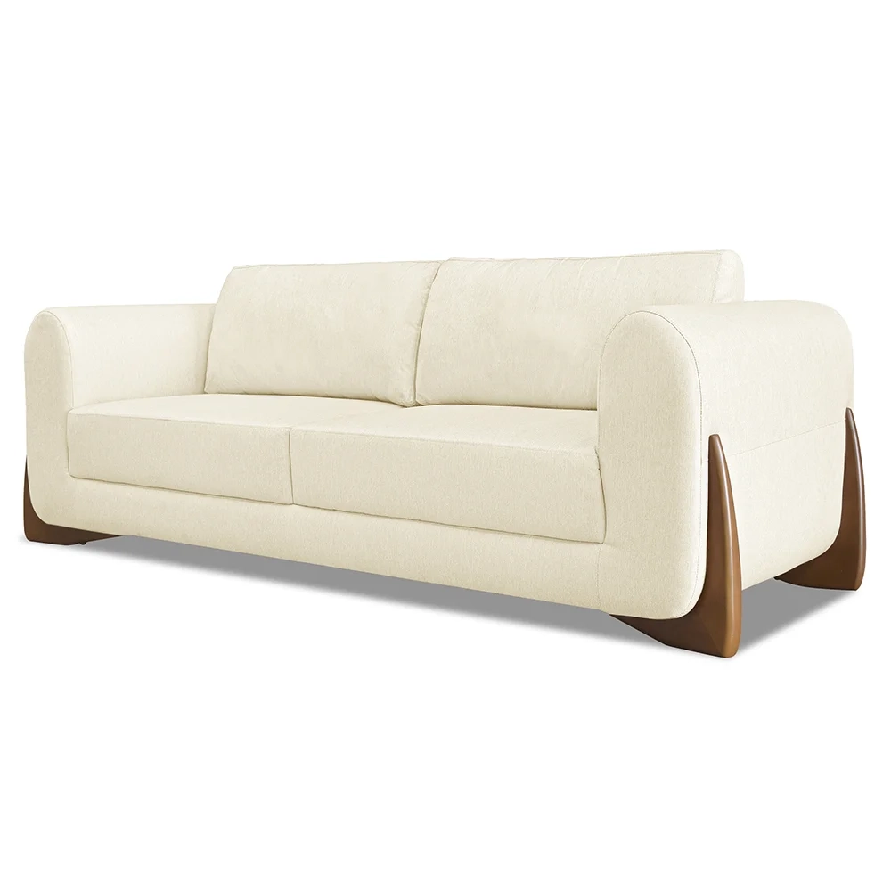 Sofá 2 Lugares Base de Madeira 160cm Izzy S06 Linho Pérola - Mpozenato