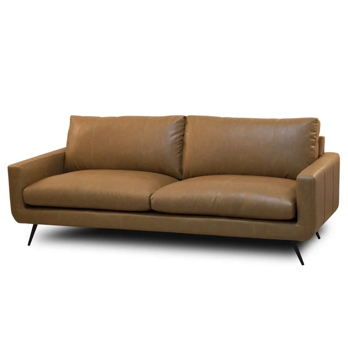 Sofá 3 Lugares Para Sala Living 252cm Merli L08 Couro Camel  - Mpozenato
