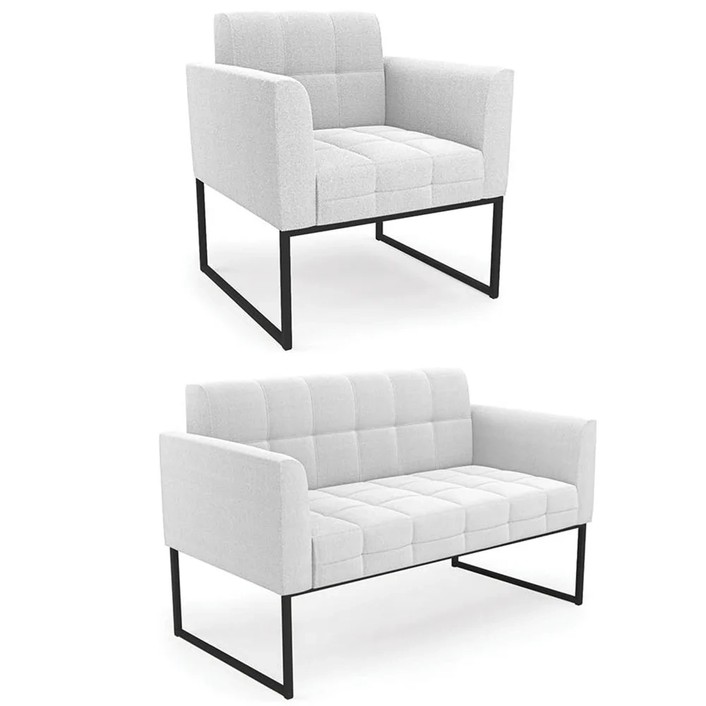 Namoradeira e Poltrona Industrial Preto Ana Boucle Off - Ibiza