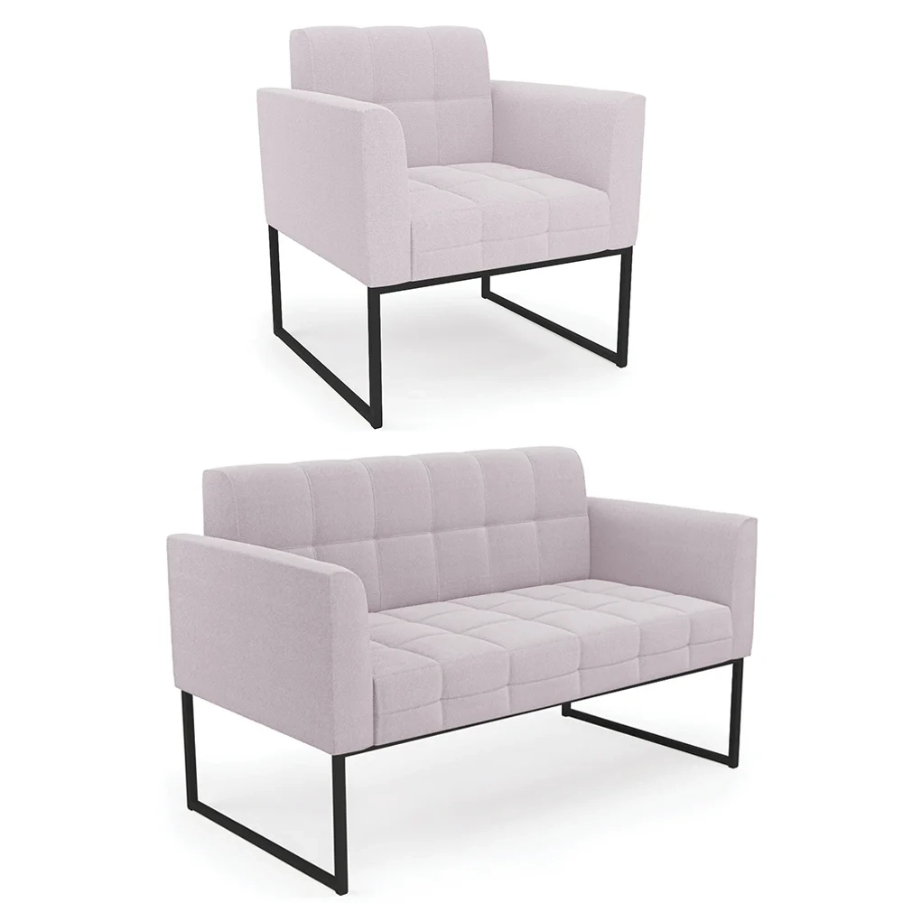 Namoradeira e Poltrona Industrial Preto Ana Boucle Rosê - Ibiza