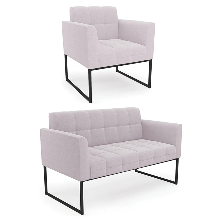 Namoradeira e Poltrona Industrial Preto Ana Boucle Rosê - Ibiza