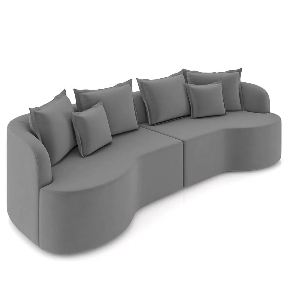 Sofá 3 Lugares 230cm Orgânico Quito Z08 Veludo Cinza - Mpozenato