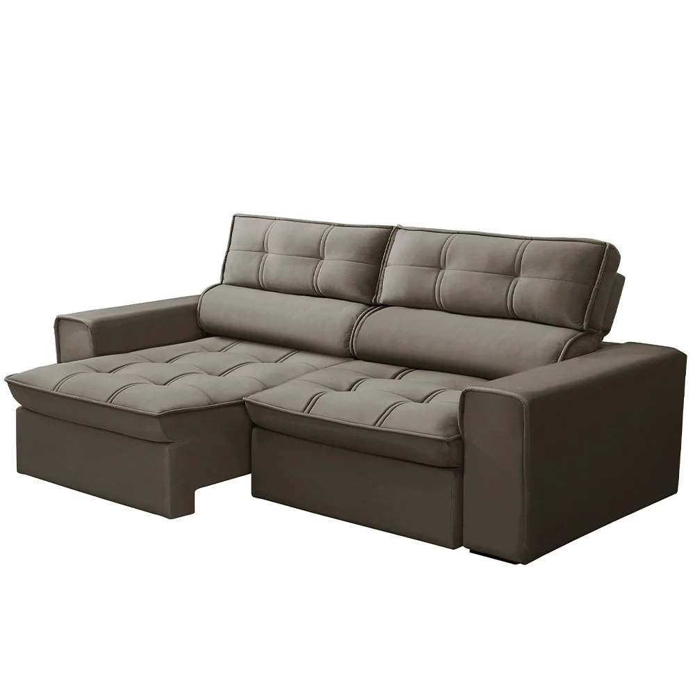Sofá Retrátil Reclinável 3 Lugares 240cm Blanches F05 Veludo Castor - Mpozenato