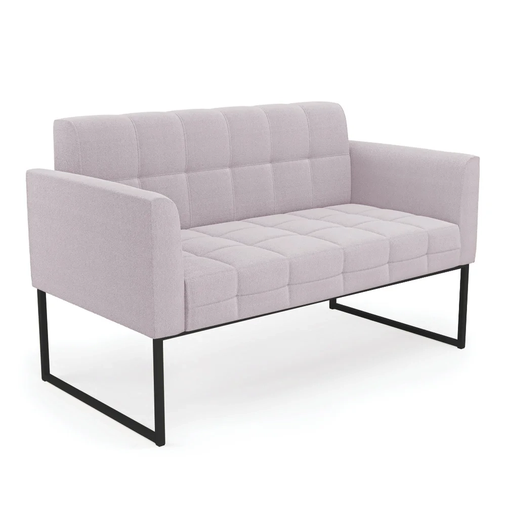 Sofá Namoradeira Base Industrial Preto Ana Boucle Rosê - Ibiza