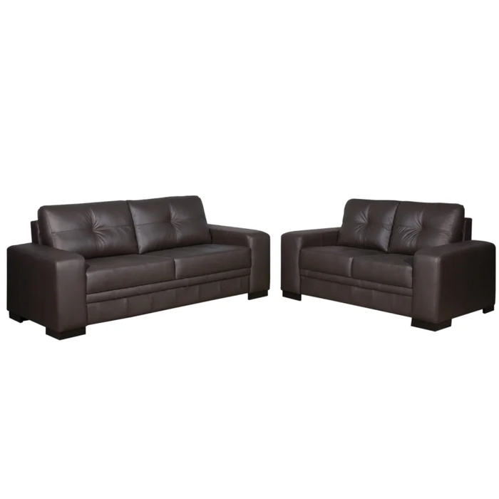 Sofá 2 e 3 Lugares Couro Sala Milano Marrom  - Scala Decor