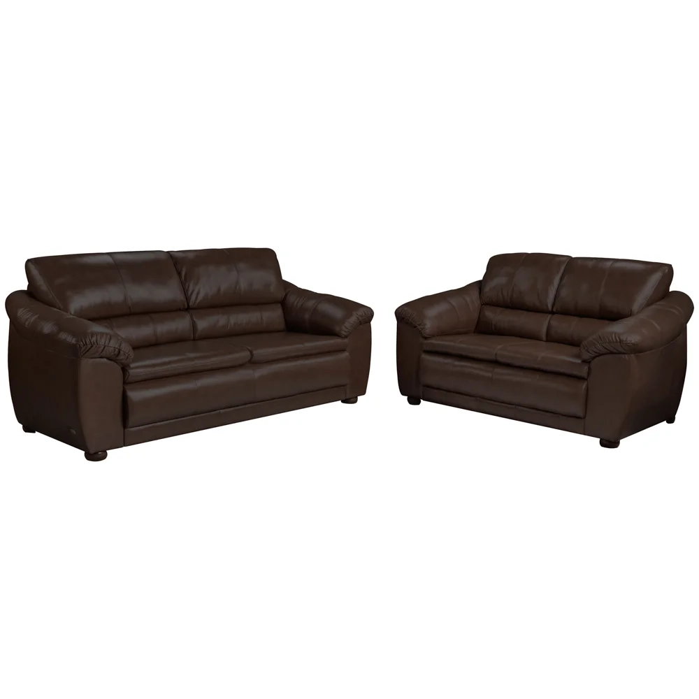 Sofá 2 e 3 Lugares Sala de Estar Veneza Couro Marrom - Scala Decor