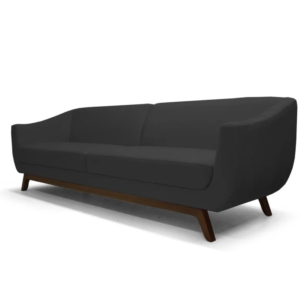 Sofá 3 Lugares 230cm Atenas Sala C05 Sintético Preto  - Domi