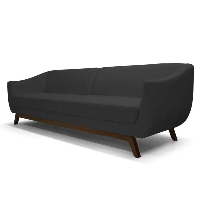 Sofá 3 Lugares 230cm Atenas Sala C05 Sintético Preto  - Domi