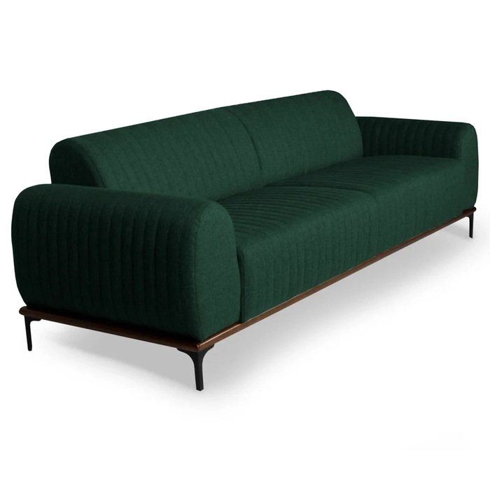 Sofá 300cm 4 Lugares Pés Preto Molino C-117 Linho Verde Musgo - Domi