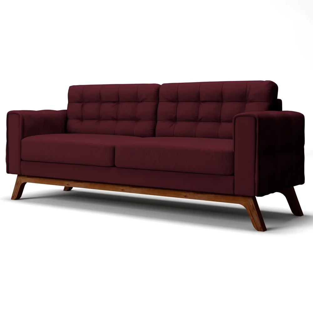 Sofá 150 cm 2 Lugares Sandero C-278 Veludo Marsala - Domi