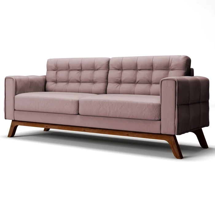 Sofá 150 cm 2 Lugares Sandero C-305 Veludo Rosê - Domi