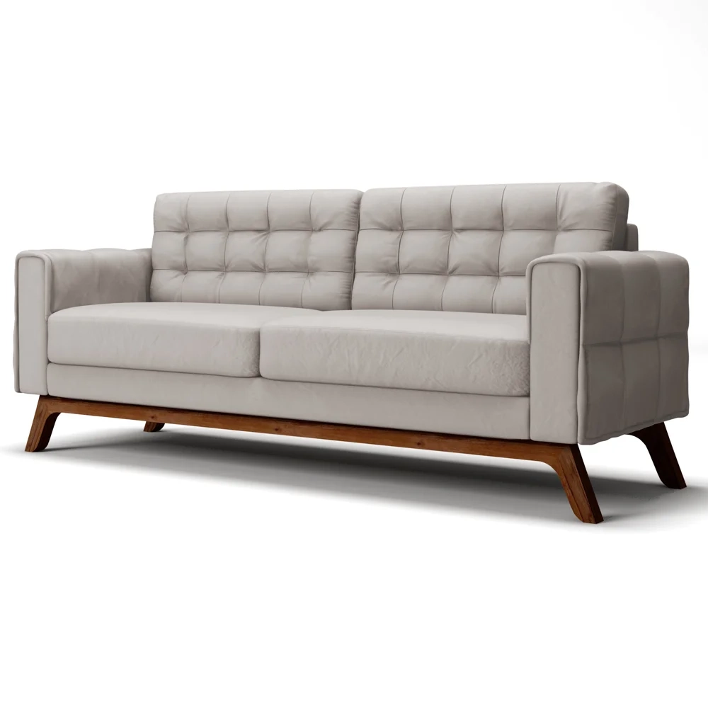 Sofá 150 cm 2 Lugares Sandero C-309 Veludo Bege Claro - Domi