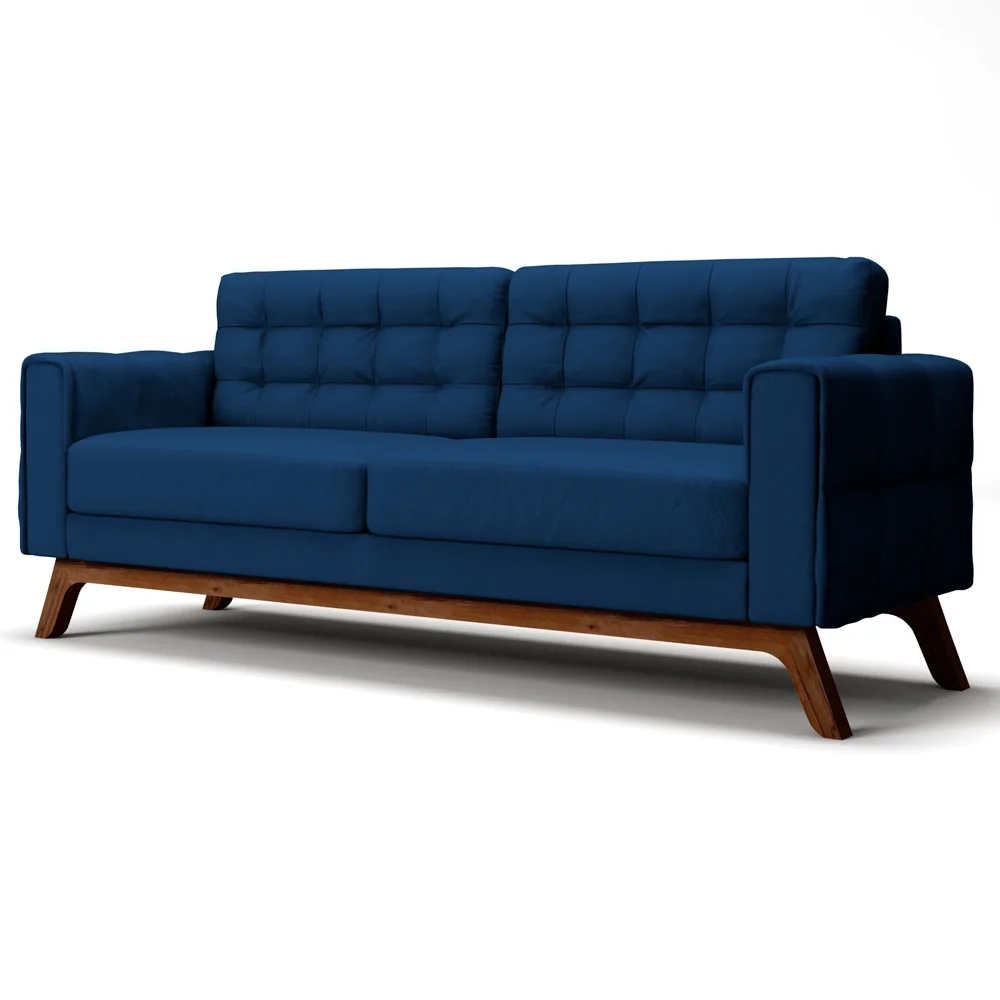 Sofá 150 cm 2 Lugares Sandero C-304 Veludo Azul Marinho - Domi