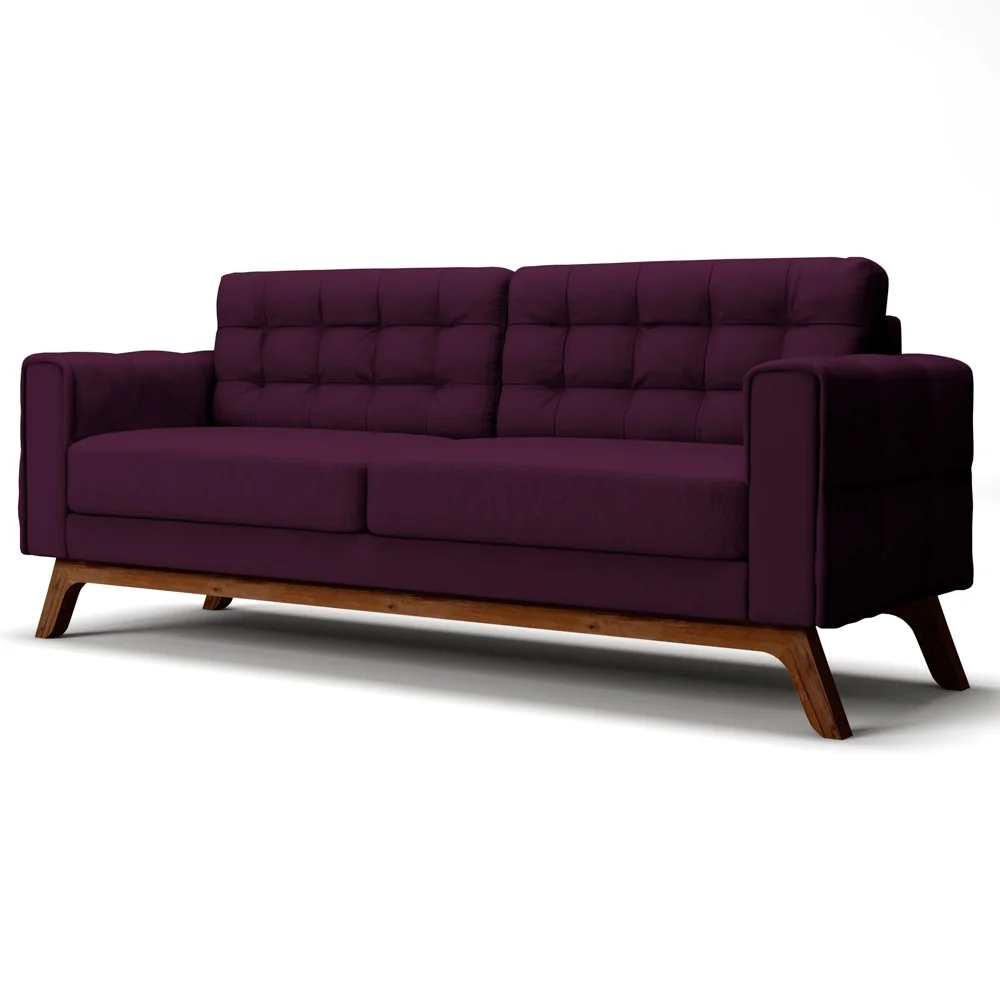 Sofá 180 cm 3 Lugares Sandero C-292 Veludo Uva - Domi