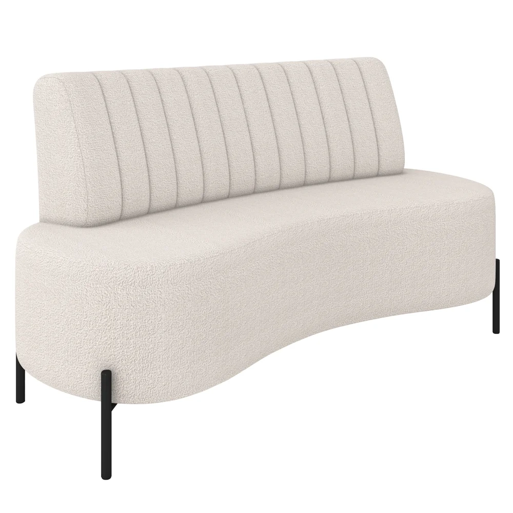 Sofá 2 Lugares 135cm Pés Aço Preto Tamar Z08 Boucle Bege - Mpozenato