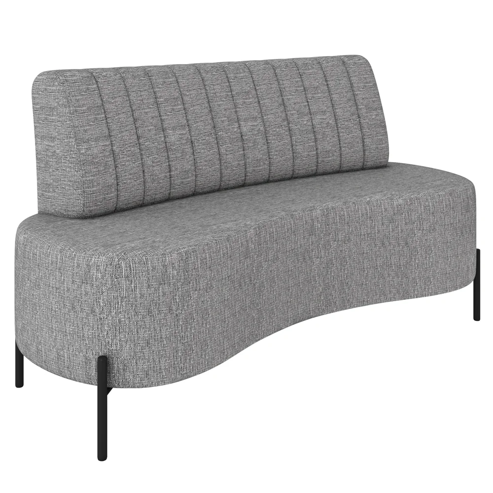 Sofá 2 Lugares 135cm Pés Aço Preto Tamar Z08 Linho Cinza Escuro - Mpozenato