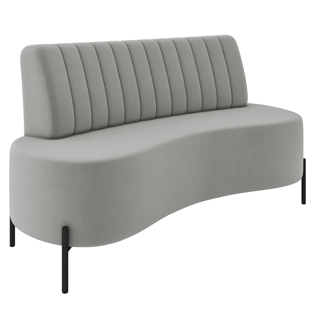 Sofá 2 Lugares 135cm Pés Aço Preto Tamar Z08 Veludo Cinza - Mpozenato