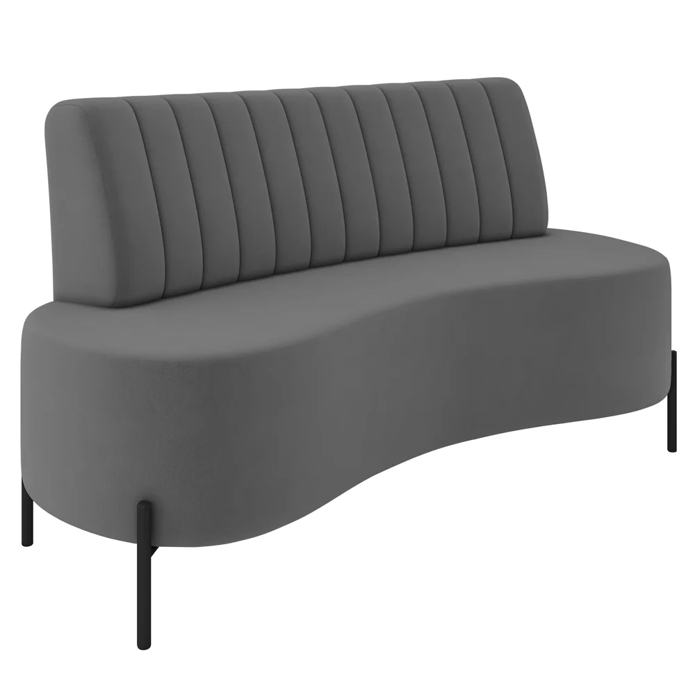 Sofá 2 Lugares 135cm Pés Aço Preto Tamar Z08 Veludo Grafite - Mpozenato