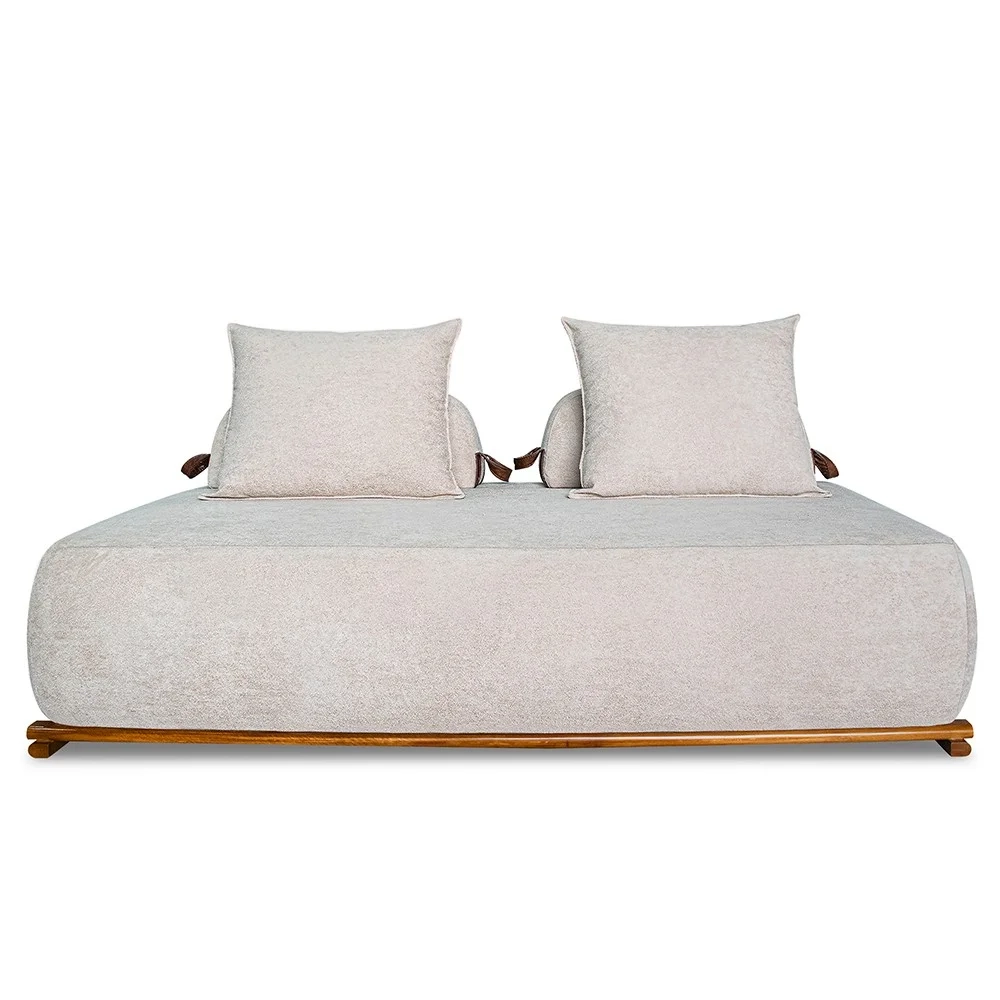 Sofá 2 Lugares 160cm Ilha Base Madeira Viero S06 Boucle Bege - Mpozenato