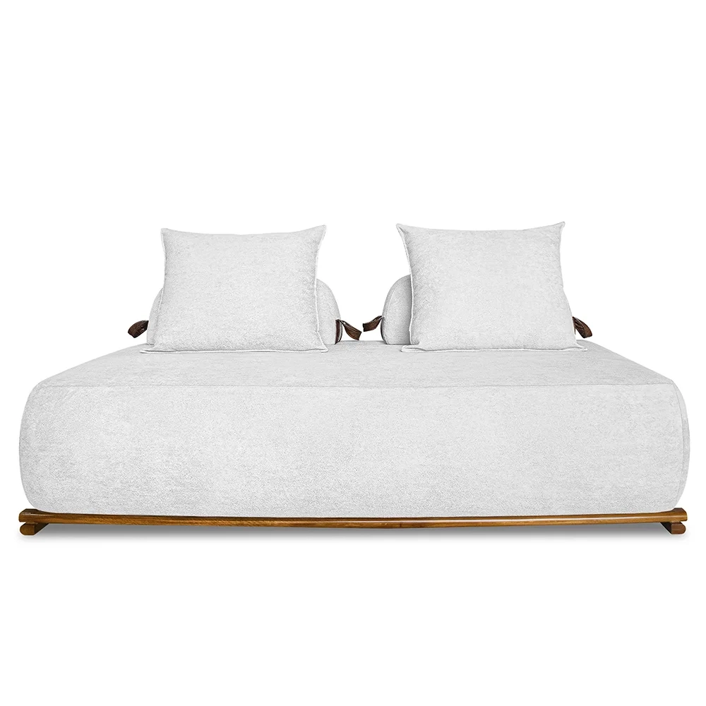 Sofá 2 Lugares 160cm Ilha Base Madeira Viero S06 Boucle Branco - Mpozenato