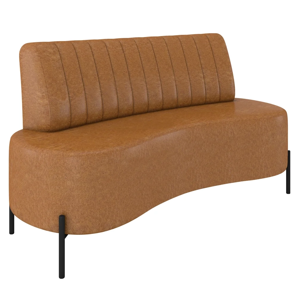 Sofá 2 Lugares 160cm Pés Aço Preto Tamar Z08 Sintético Camel - Mpozenato