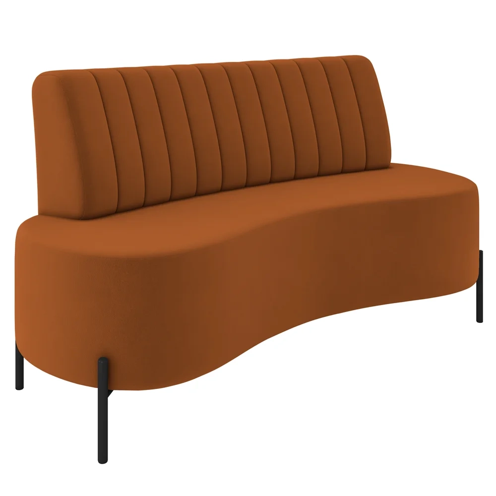 Sofá 2 Lugares 160cm Pés Aço Preto Tamar Z08 Veludo Terracota - Mpozenato