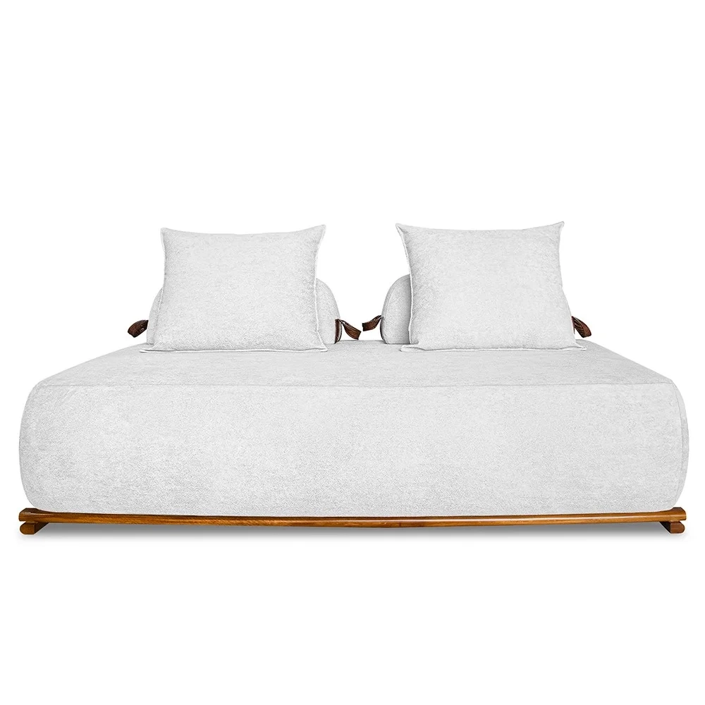 Sofá 2 Lugares 180cm Ilha Base Madeira Viero S06 Boucle Branco - Mpozenato