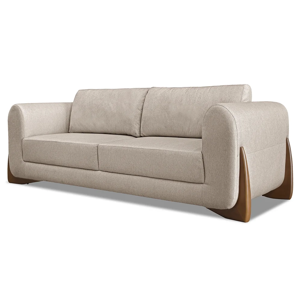 Sofá 2 Lugares Base de Madeira 160cm Izzy S06 Linho Areia - Mpozenato