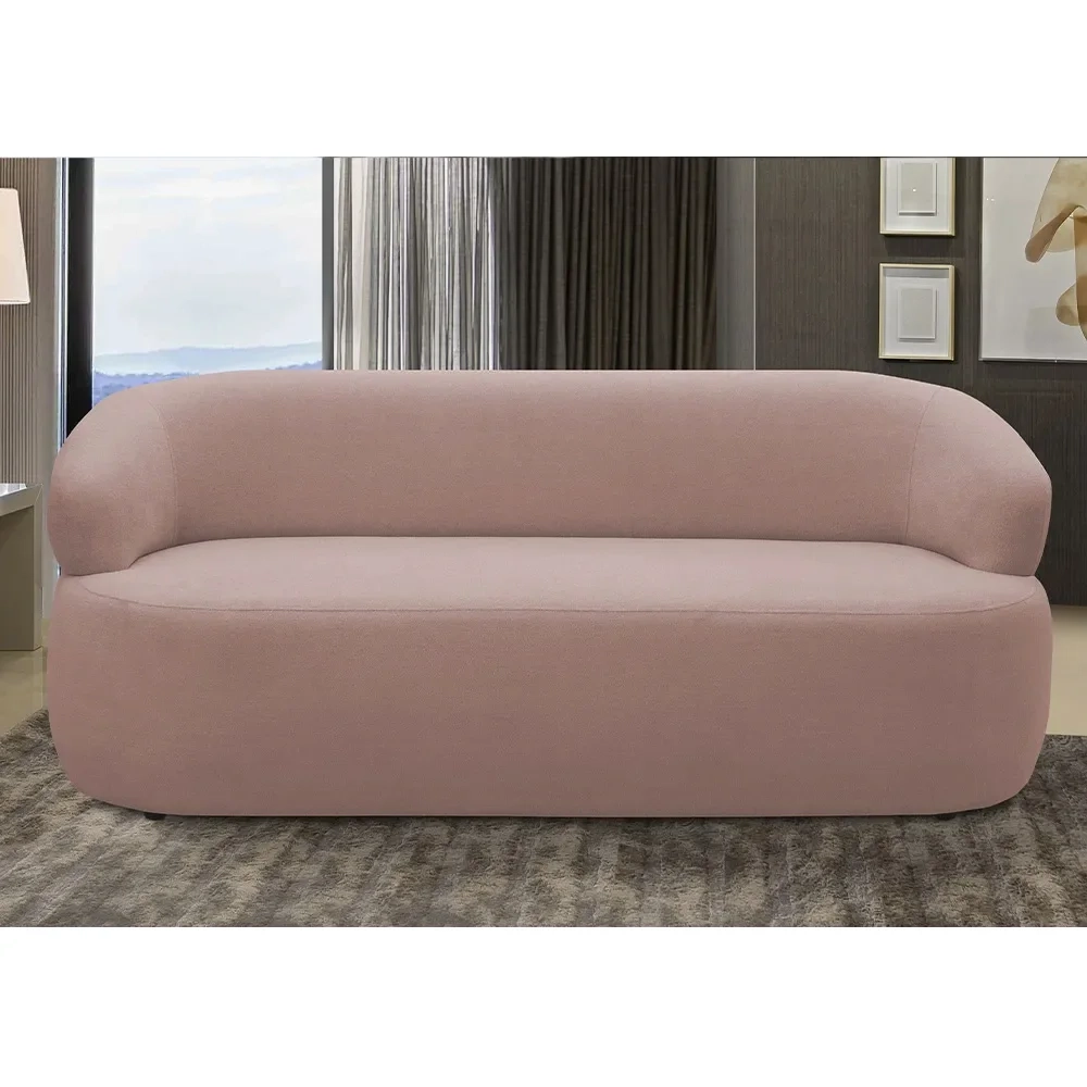 Sofá 2 Lugares Living Orgânico Sala de Estar 140cm Conka F05 Veludo Rosê - Mpozenato