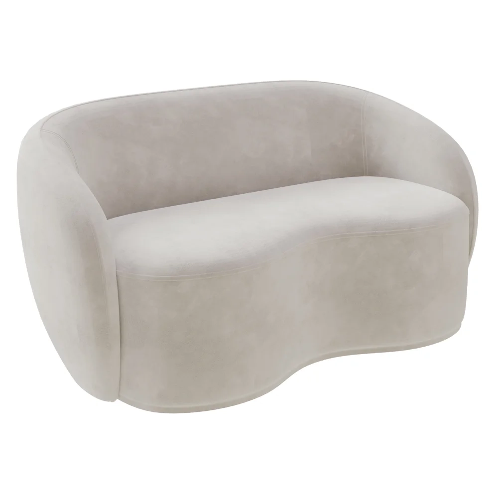 Sofá 2 Lugares Living Orgânico Sala de Estar 160cm Garbin Z08 Veludo Bege - Mpozenato