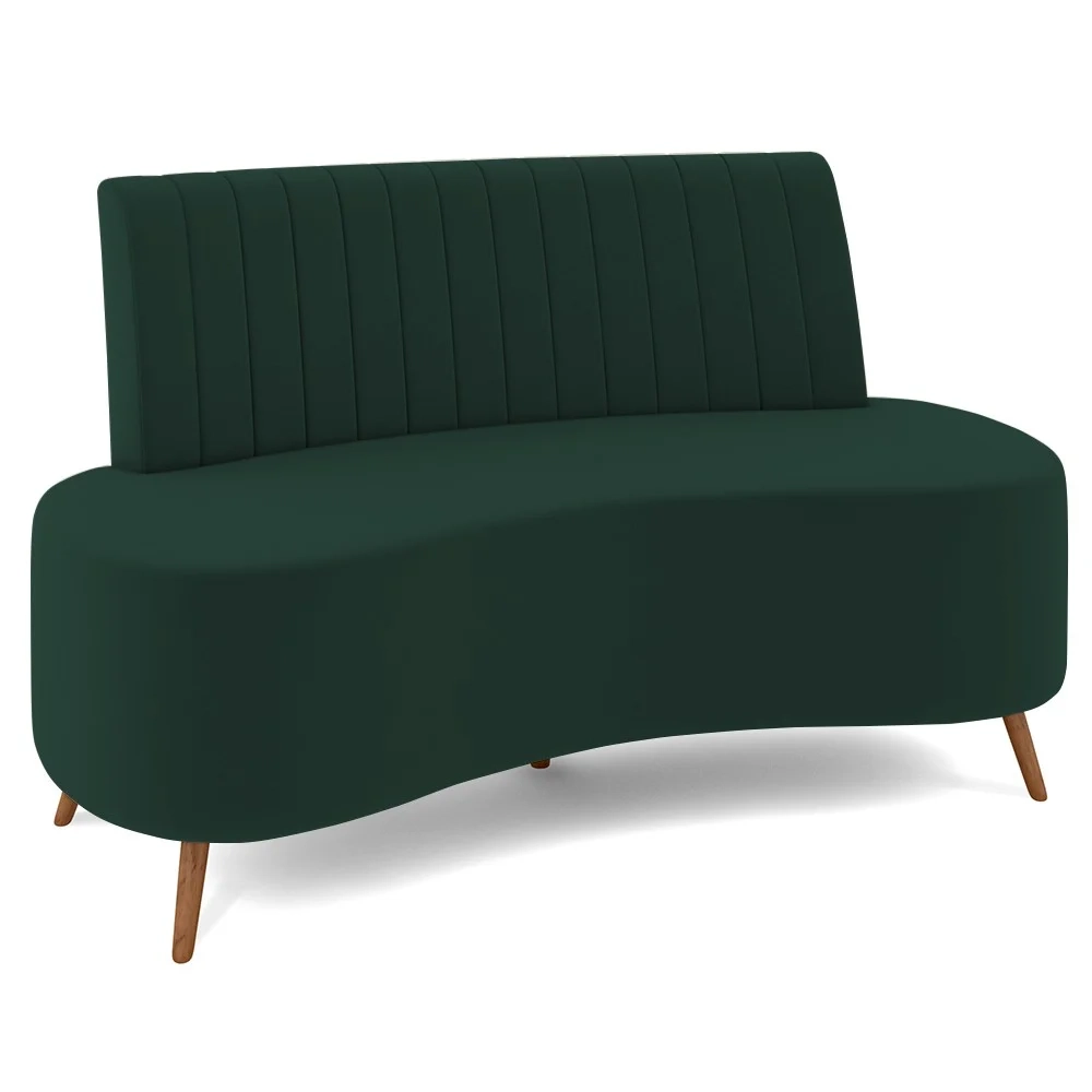 Sofá 2 Lugares para Sala Living 135cm Pés Palito Tamar Z08 Veludo Verde - Mpozenato