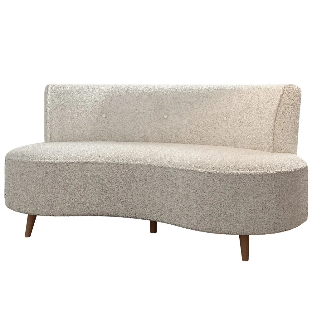 Sofá 2 Lugares para Sala Living 135cm Pés Palito Korah Z08 Boucle Bege - Mpozenato
