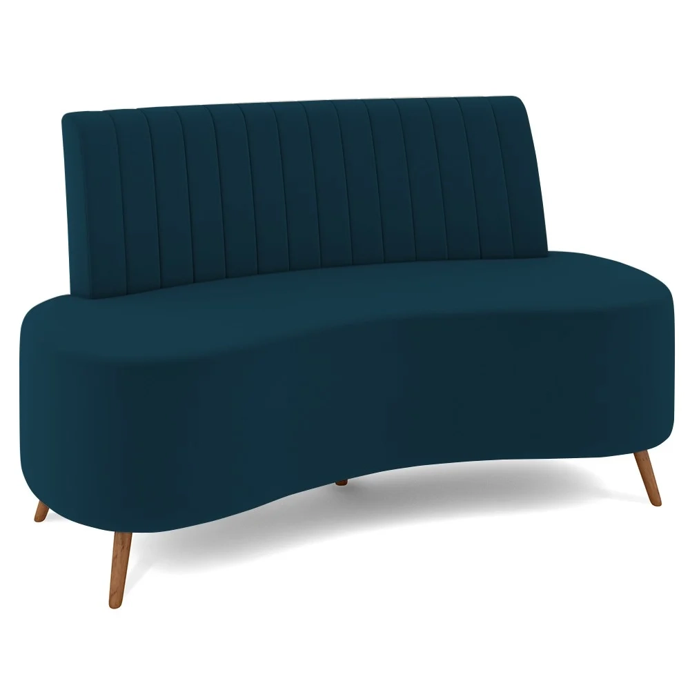 Sofá 2 Lugares para Sala Living 135cm Pés Palito Tamar Z08 Veludo Azul - Mpozenato
