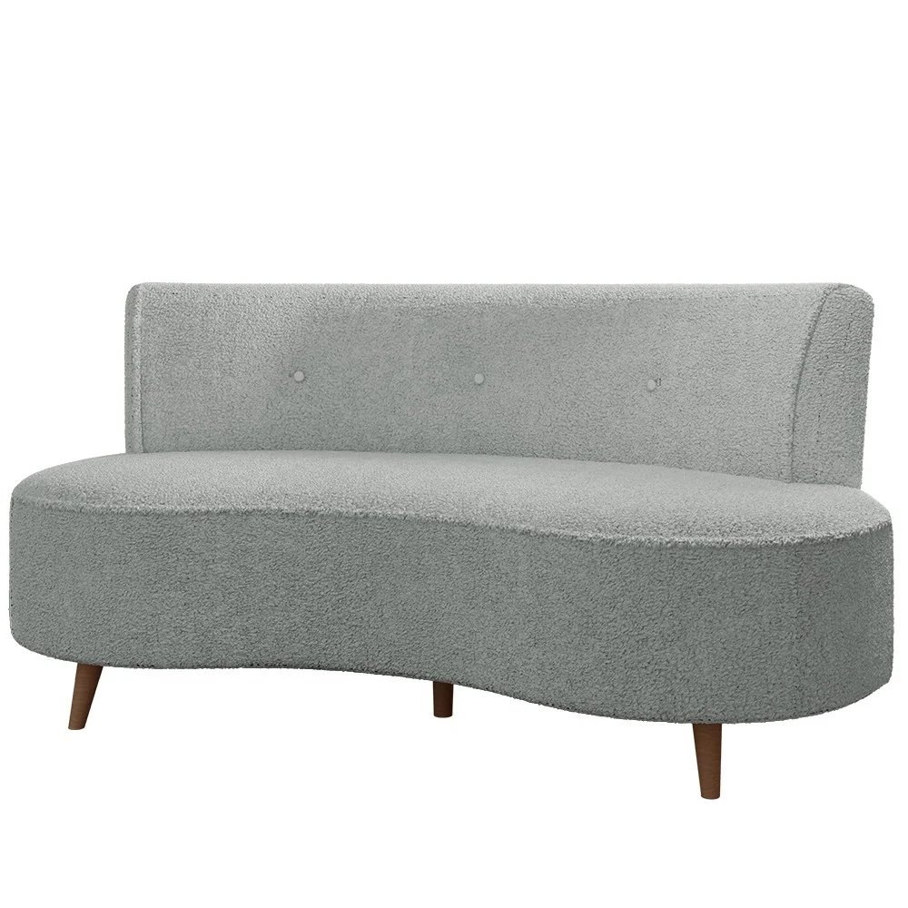 Sofá 2 Lugares para Sala Living 135cm Pés Palito Korah Z08 Boucle Cinza Escuro - Mpozenato