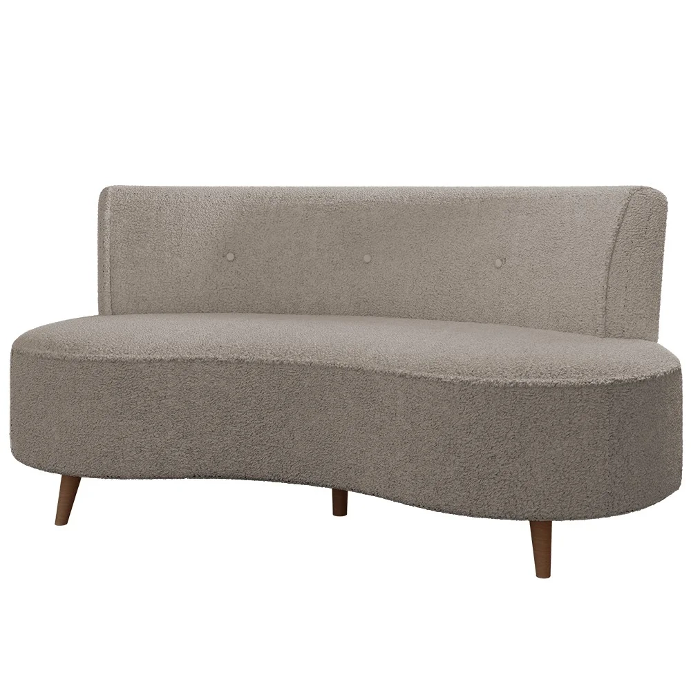 Sofá 2 Lugares para Sala Living 135cm Pés Palito Korah Z08 Boucle Bege Escuro - Mpozenato