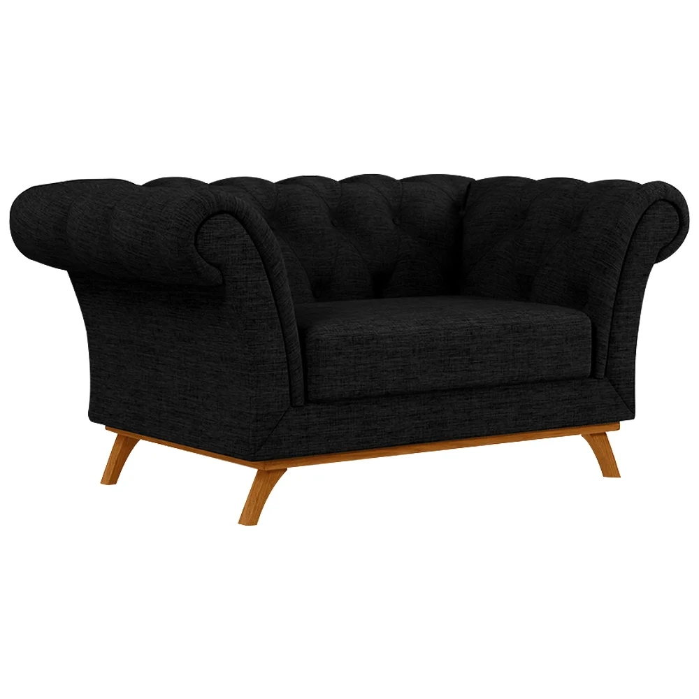 Sofá 150cm 2 Lugares Base Madeira Império D-465 Linho Chumbo - Domi