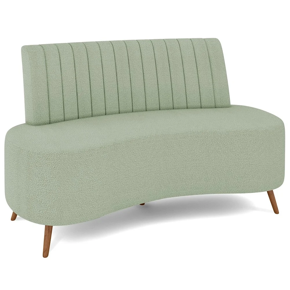 Sofá 2 Lugares para Sala Living 160cm Pés Palito Tamar Z08 Boucle Verde Água - Mpozenato